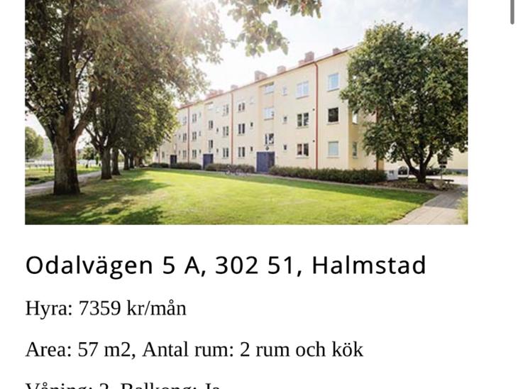Bostad Odalvägen Halmstad